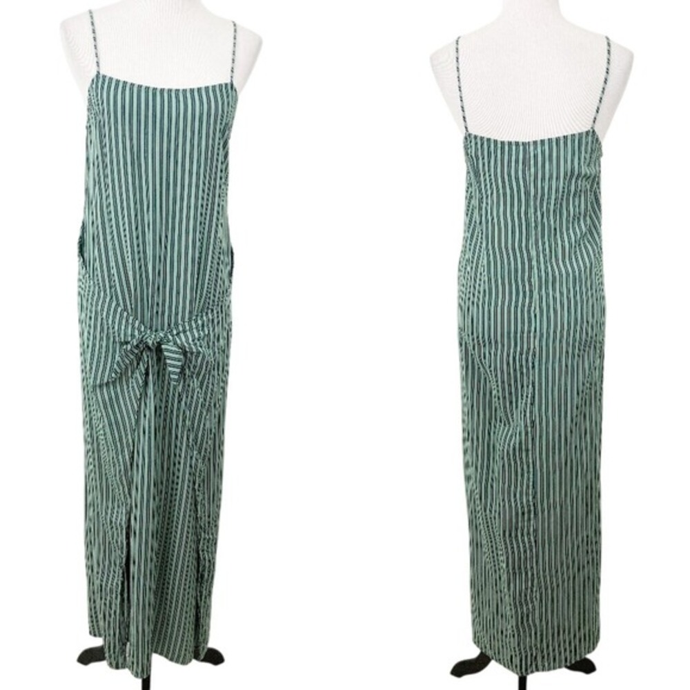 NWT Acacia Baya Dress Atlantic Stripe Size M Midi Attached Adjustable Waist‎ Tie